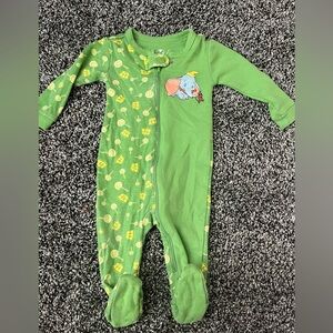 Disney Green and Yellow Footies One Piece